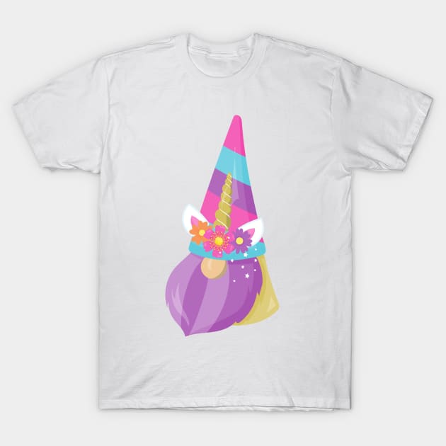 Unicorn Gnome, Cute Gnome, Garden Gnome, Beard T-Shirt by Jelena Dunčević